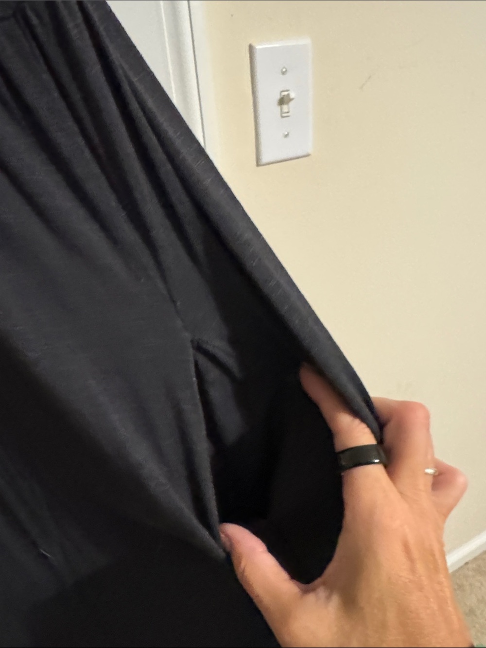 LuLaRoe Black V-Neck Tunic dress with pockets - Picture 3 of 5